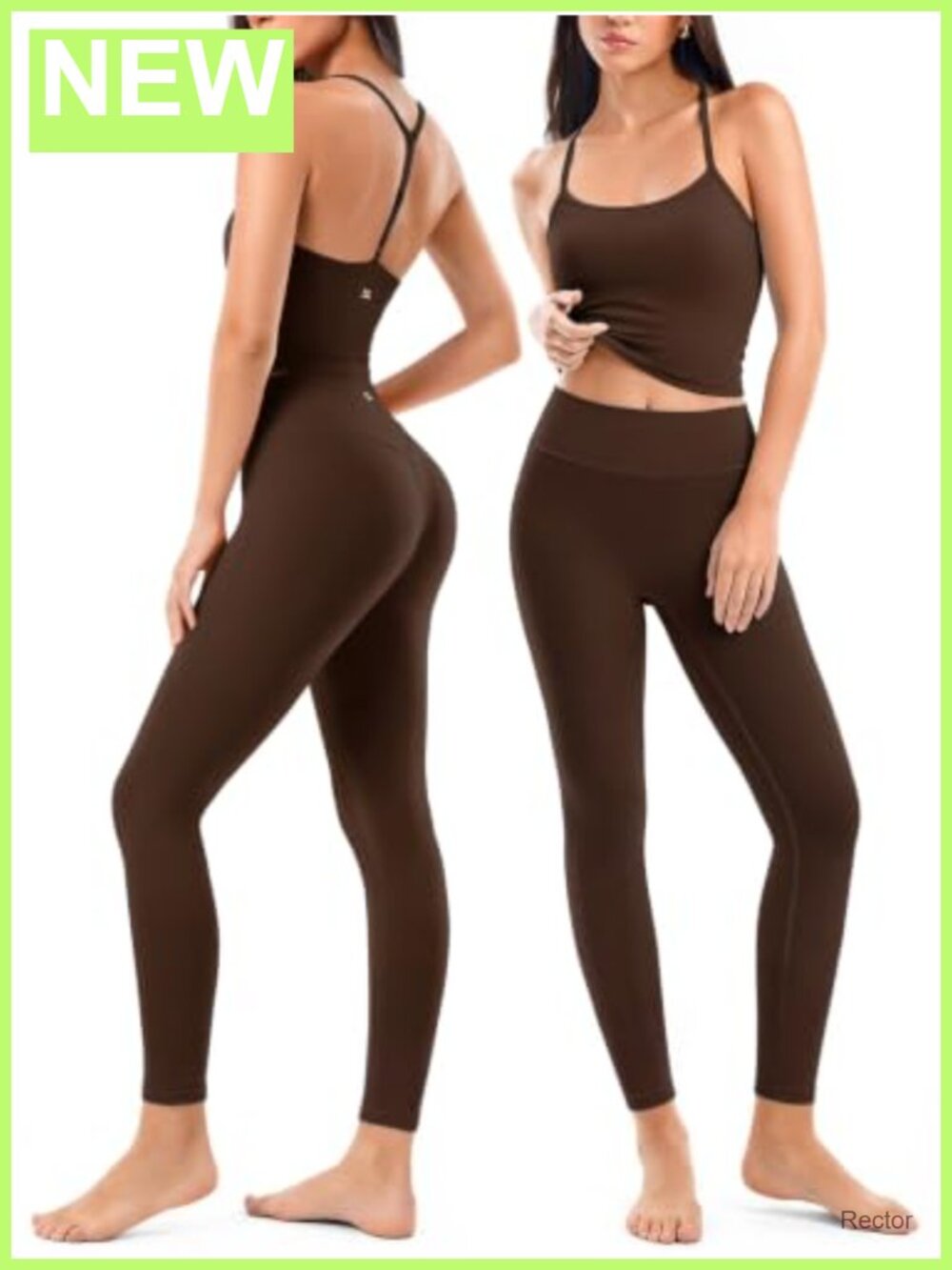 Women's 2-Piece Workout Set Nylon Lycra Sports Bra Tank Top High Waisted